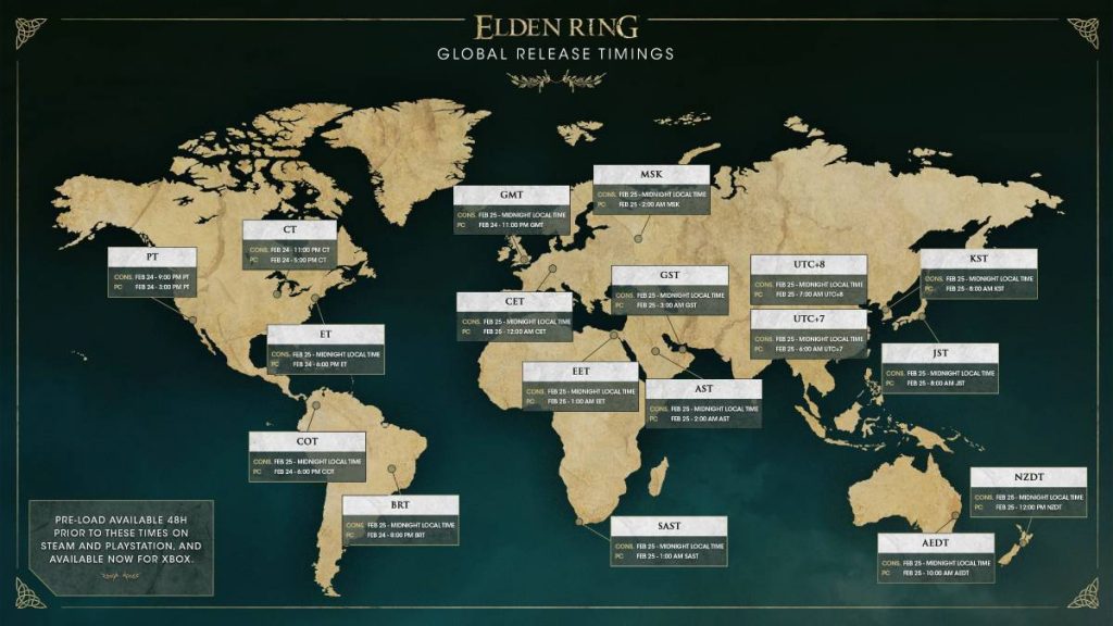 Horários de lançamento global de Elden Ring