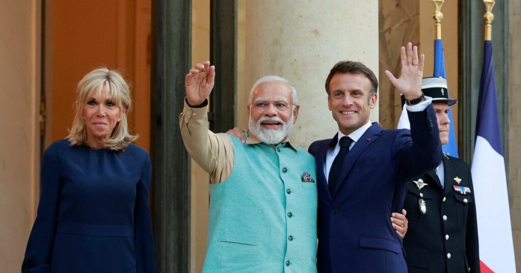 França celebra o Modi da Índia na celebração do Dia da Bastilha