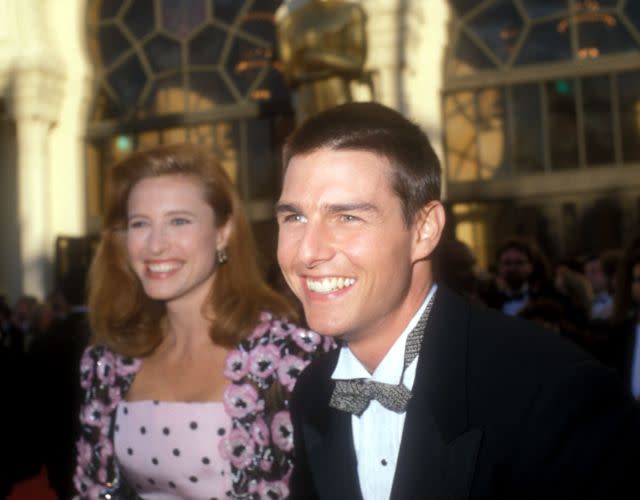 Mimi Rogers e Tom Cruise na 61ª edição do Oscar – chegando ao Shrine Auditorium em Los Angeles, Califórnia, Estados Unidos.  (Foto de Barry King/WireImage)