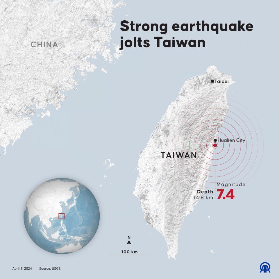 Mapa mostrando Taiwan em relação à China.