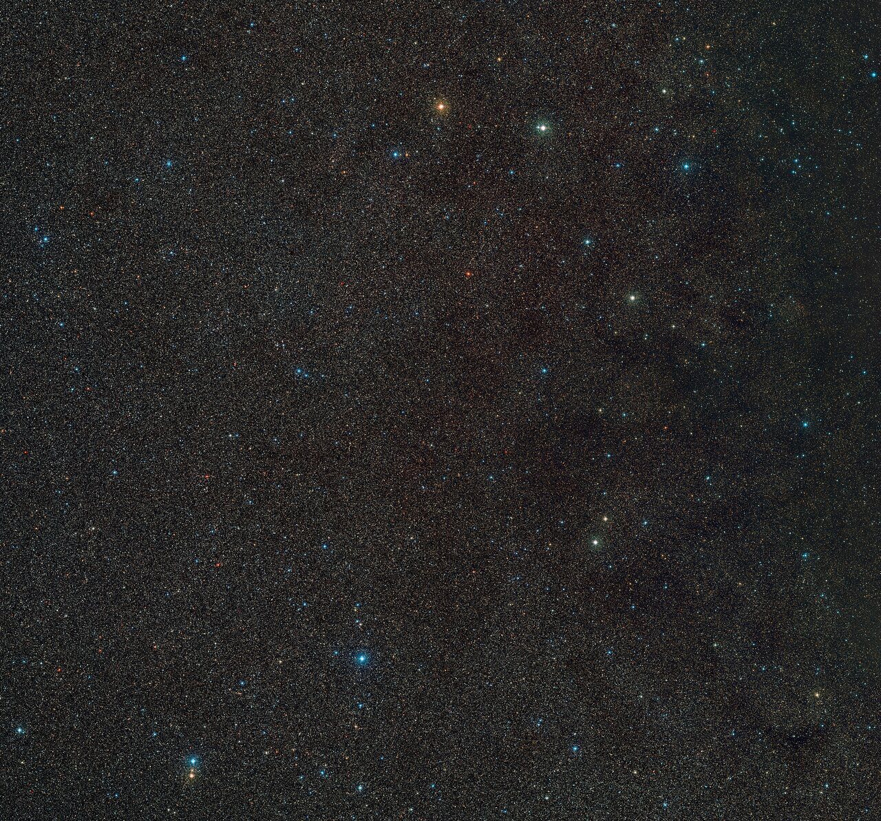 Uma imagem de um pedaço do espaço contendo centenas de estrelas distantes