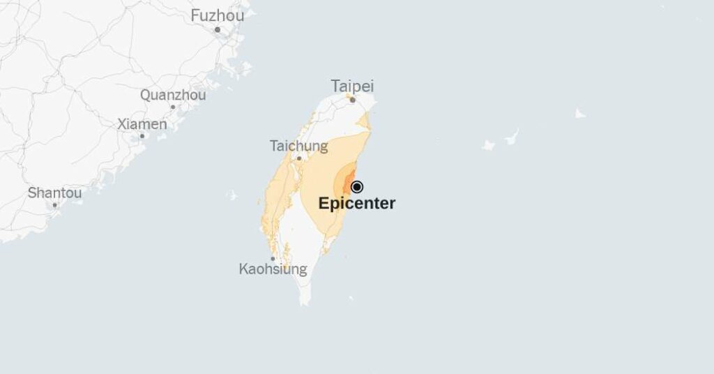 Mapas: Terremotos sacodem o leste de Taiwan