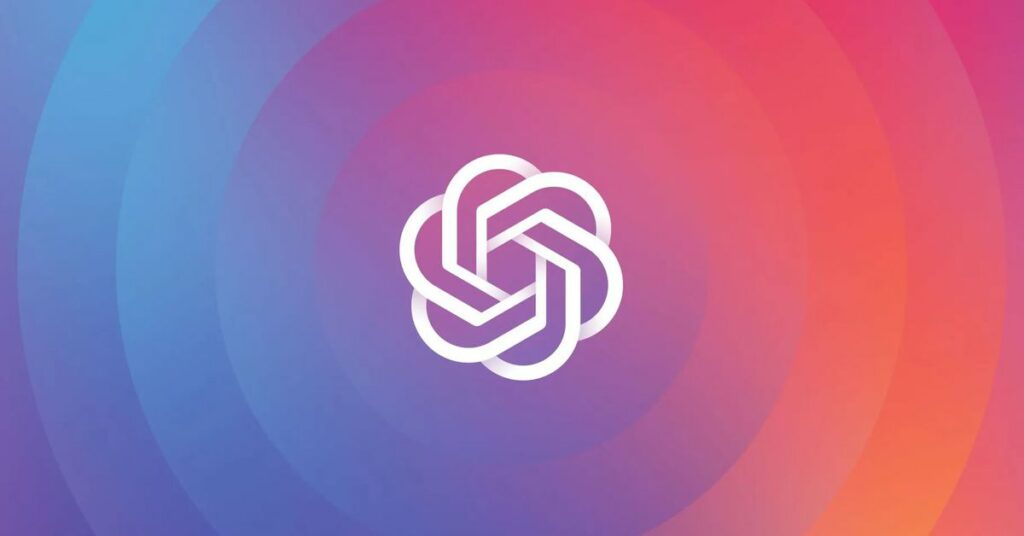 An image of OpenAI’s logo, which looks like a stylized and symmetrical braid.